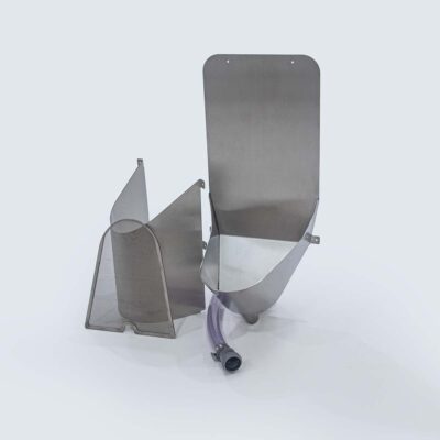 Unisexurinal-Set aus Edelstahl mit Siebeinlage und Urinschlauch.